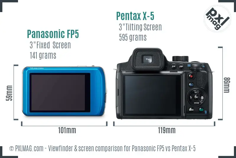 Panasonic FP5 vs Pentax X-5 Screen and Viewfinder comparison
