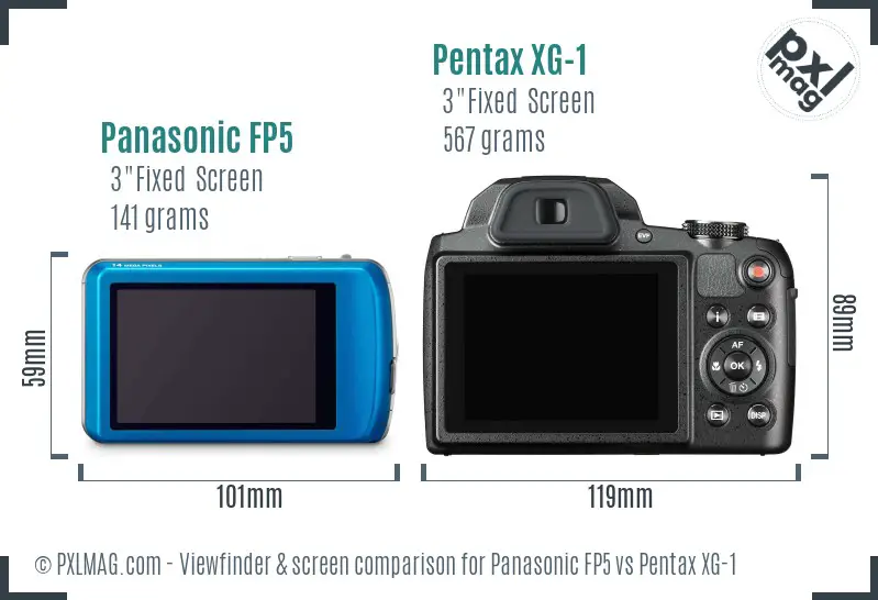 Panasonic FP5 vs Pentax XG-1 Screen and Viewfinder comparison