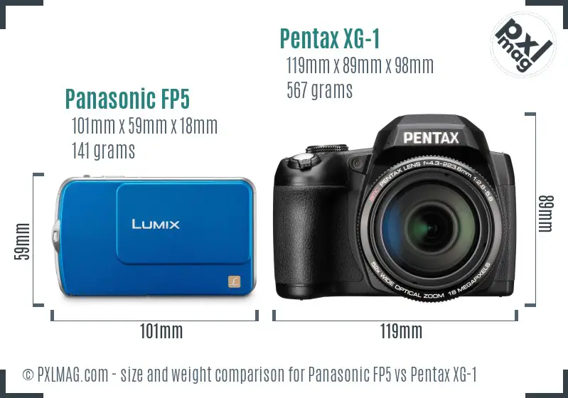 Panasonic FP5 vs Pentax XG-1 size comparison
