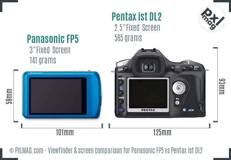Panasonic FP5 vs Pentax ist DL2 Screen and Viewfinder comparison