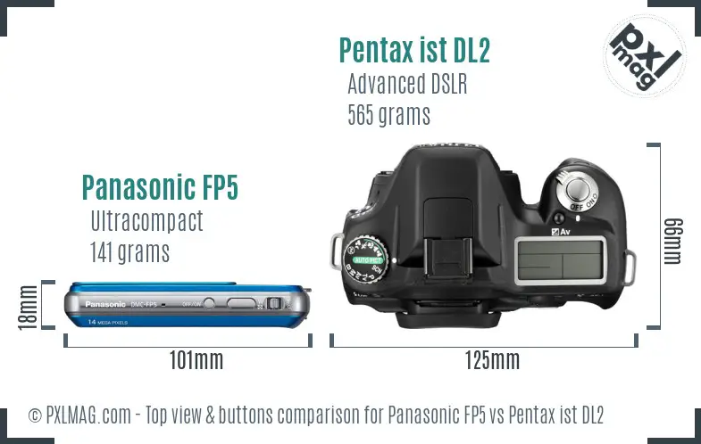 Panasonic FP5 vs Pentax ist DL2 top view buttons comparison
