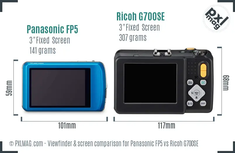 Panasonic FP5 vs Ricoh G700SE Screen and Viewfinder comparison Panasonic FP5 vs Ricoh G700SE Screen and Viewfinder comparison