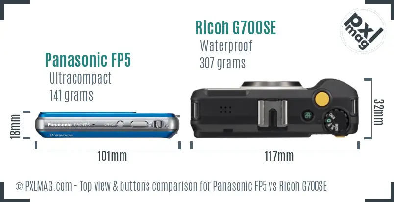 Panasonic FP5 vs Ricoh G700SE top view buttons comparison Panasonic FP5 vs Ricoh G700SE top view buttons comparison