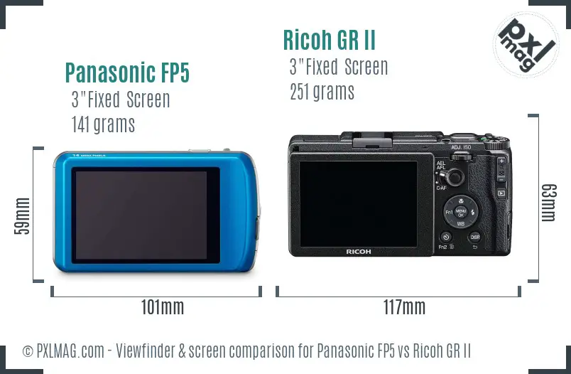Panasonic FP5 vs Ricoh GR II Screen and Viewfinder comparison Panasonic FP5 vs Ricoh GR II Screen and Viewfinder comparison