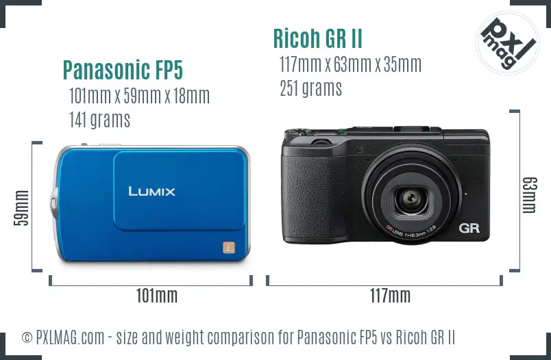 Panasonic FP5 vs Ricoh GR II size comparison Panasonic FP5 vs Ricoh GR II size comparison