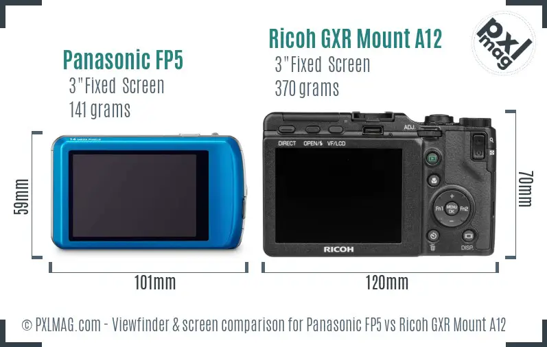 Panasonic FP5 vs Ricoh GXR Mount A12 Screen and Viewfinder comparison