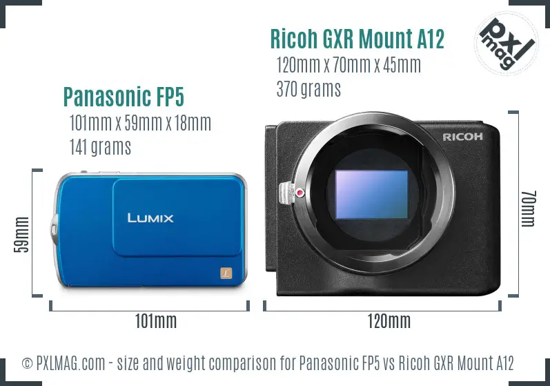 Panasonic FP5 vs Ricoh GXR Mount A12 size comparison