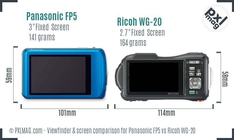Panasonic FP5 vs Ricoh WG-20 Screen and Viewfinder comparison