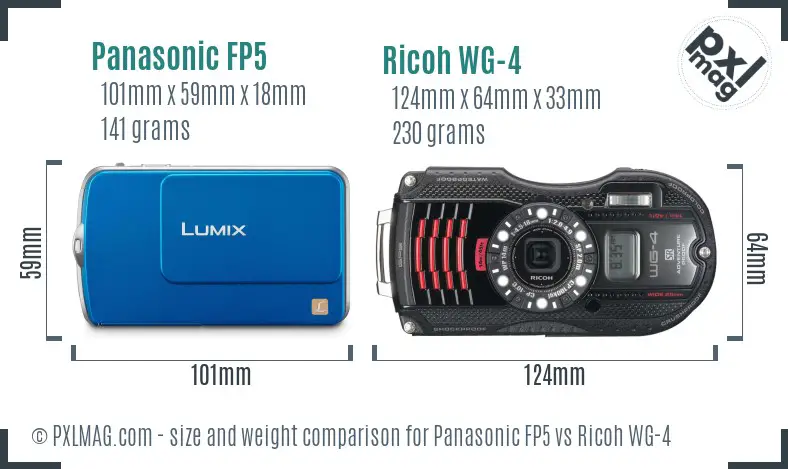 Panasonic FP5 vs Ricoh WG-4 size comparison Panasonic FP5 vs Ricoh WG-4 size comparison