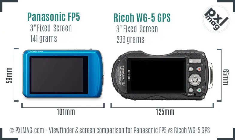 Panasonic FP5 vs Ricoh WG-5 GPS Screen and Viewfinder comparison Panasonic FP5 vs Ricoh WG-5 GPS Screen and Viewfinder comparison