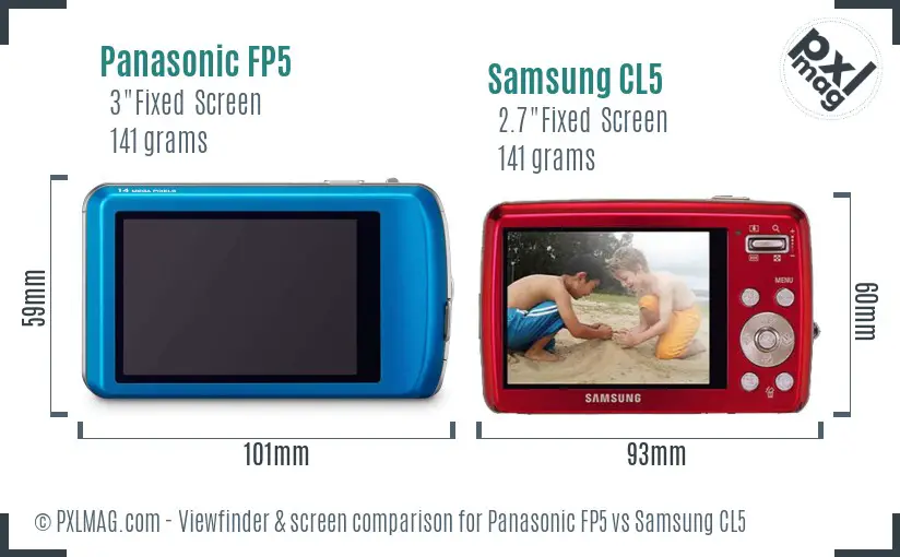Panasonic FP5 vs Samsung CL5 Screen and Viewfinder comparison