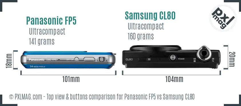 Panasonic FP5 vs Samsung CL80 top view buttons comparison