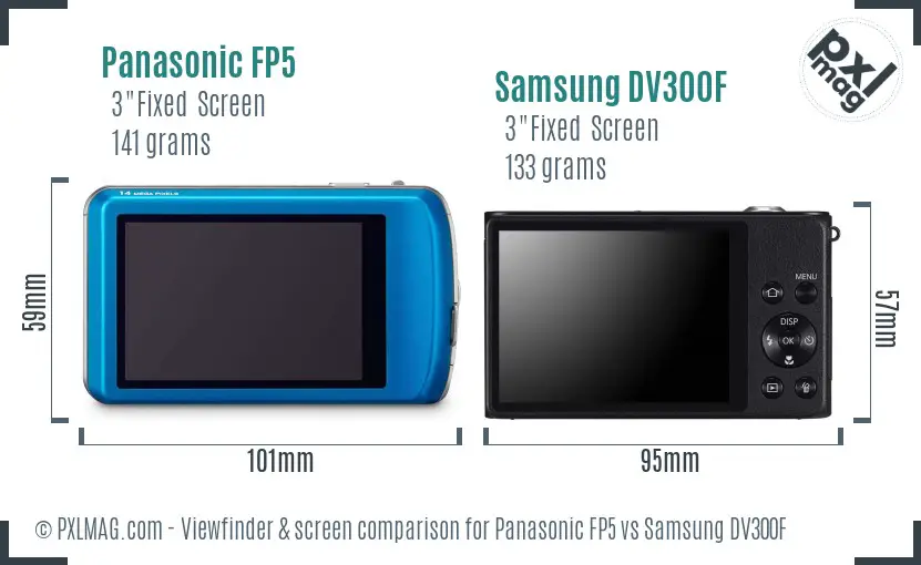 Panasonic FP5 vs Samsung DV300F Screen and Viewfinder comparison