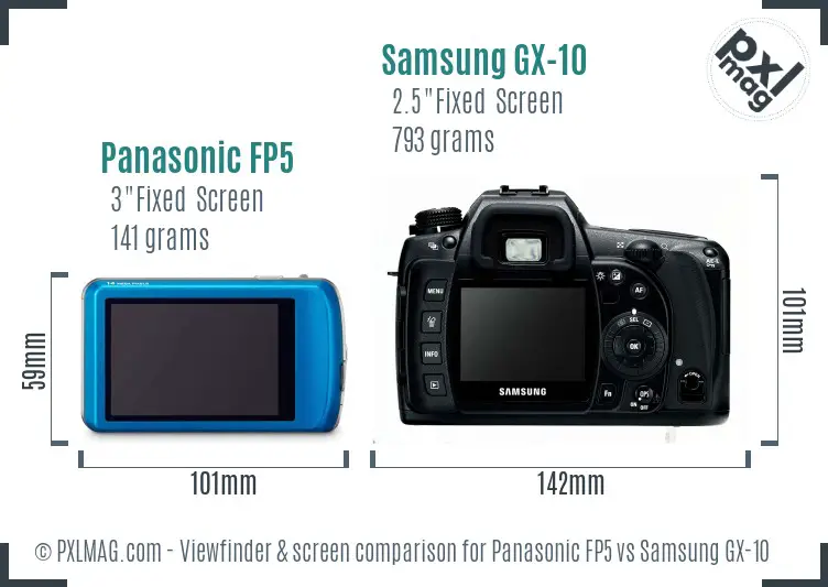 Panasonic FP5 vs Samsung GX-10 Screen and Viewfinder comparison Panasonic FP5 vs Samsung GX-10 Screen and Viewfinder comparison