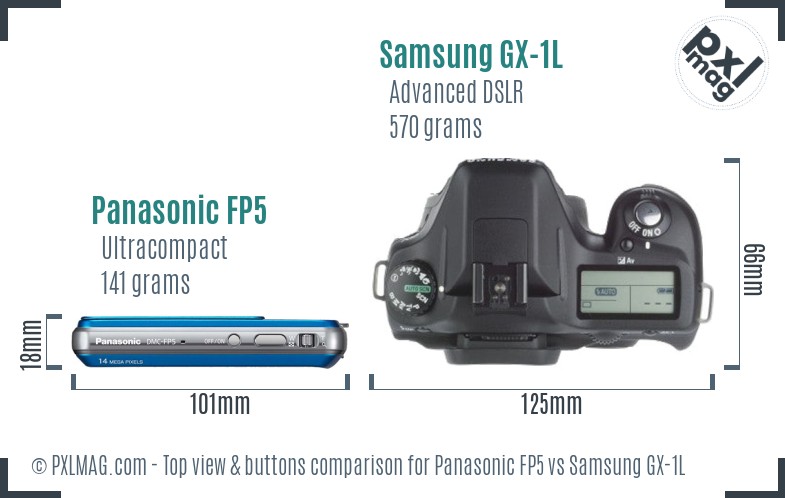 Panasonic FP5 vs Samsung GX-1L top view buttons comparison