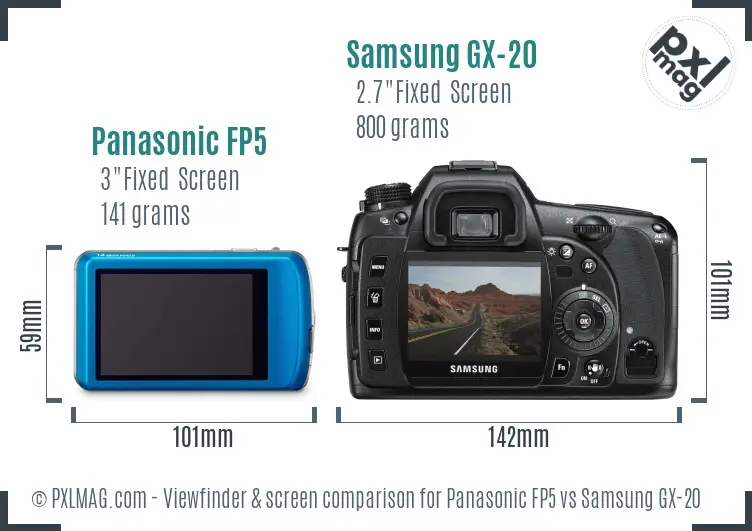 Panasonic FP5 vs Samsung GX-20 Screen and Viewfinder comparison Panasonic FP5 vs Samsung GX-20 Screen and Viewfinder comparison