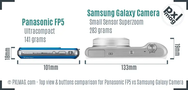 Panasonic FP5 vs Samsung Galaxy Camera 2 top view buttons comparison