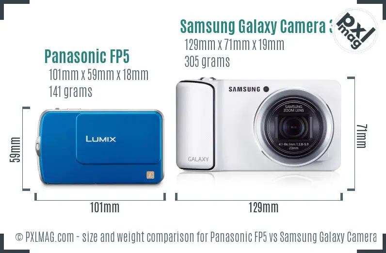 Panasonic FP5 vs Samsung Galaxy Camera 3G size comparison