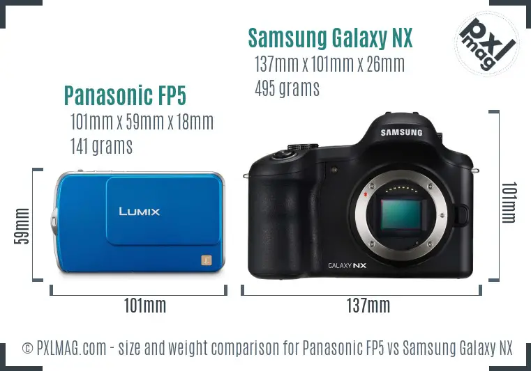 Panasonic FP5 vs Samsung Galaxy NX size comparison Panasonic FP5 vs Samsung Galaxy NX size comparison