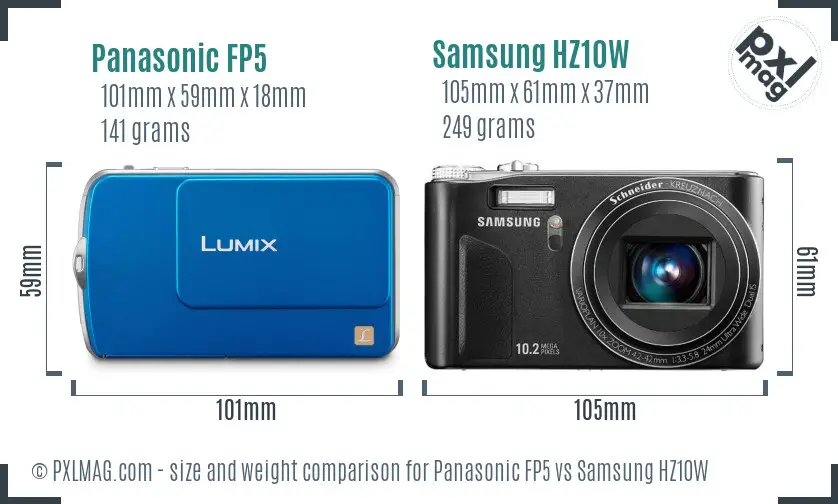 Panasonic FP5 vs Samsung HZ10W size comparison Panasonic FP5 vs Samsung HZ10W size comparison