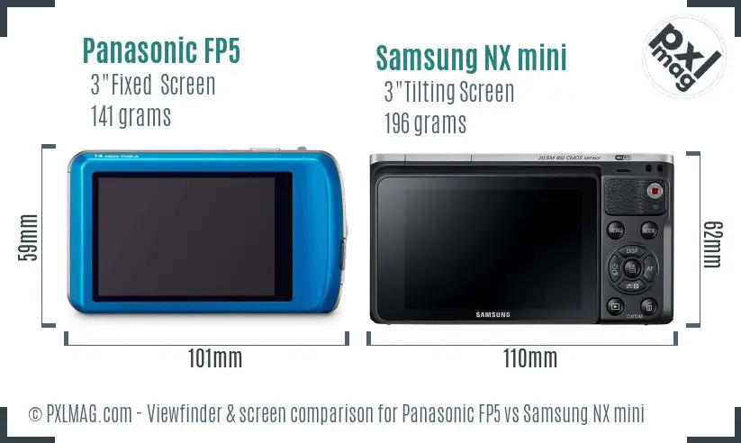 Panasonic FP5 vs Samsung NX mini Screen and Viewfinder comparison