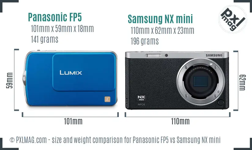 Panasonic FP5 vs Samsung NX mini size comparison