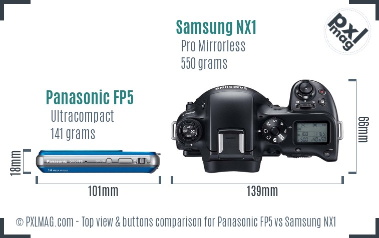 Panasonic FP5 vs Samsung NX1 top view buttons comparison