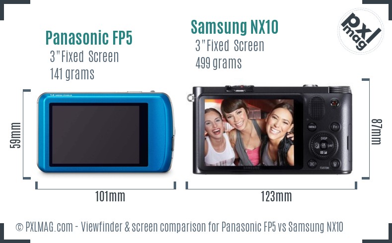 Panasonic FP5 vs Samsung NX10 Screen and Viewfinder comparison