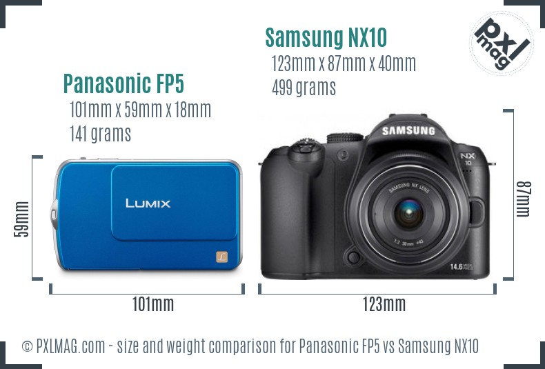 Panasonic FP5 vs Samsung NX10 size comparison