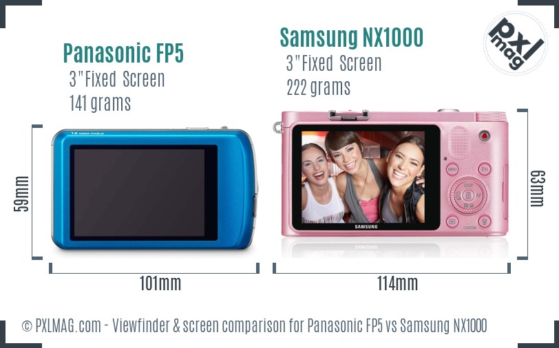 Panasonic FP5 vs Samsung NX1000 Screen and Viewfinder comparison
