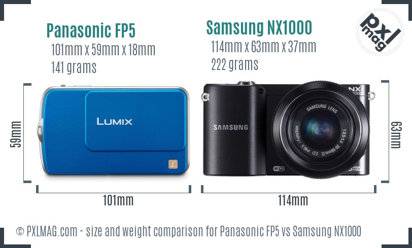 Panasonic FP5 vs Samsung NX1000 size comparison
