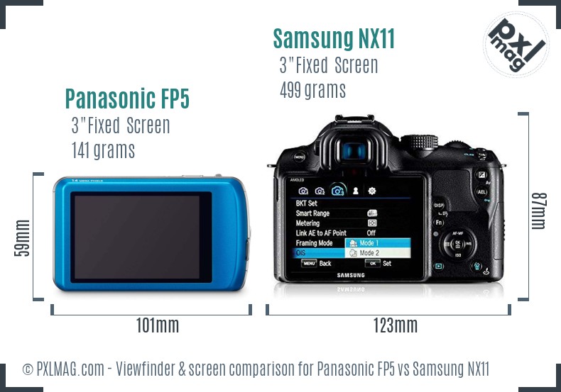 Panasonic FP5 vs Samsung NX11 Screen and Viewfinder comparison