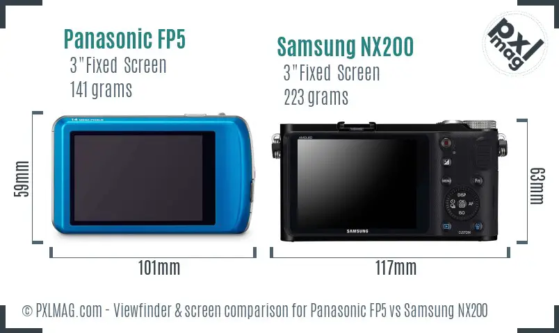 Panasonic FP5 vs Samsung NX200 Screen and Viewfinder comparison