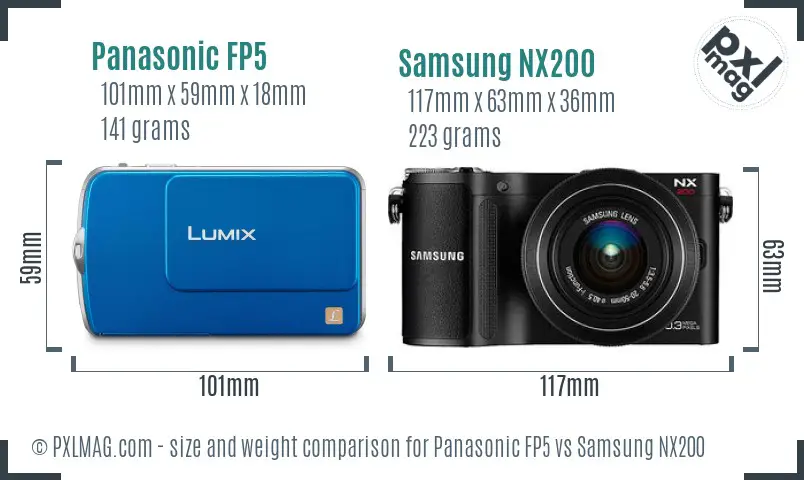 Panasonic FP5 vs Samsung NX200 size comparison Panasonic FP5 vs Samsung NX200 size comparison
