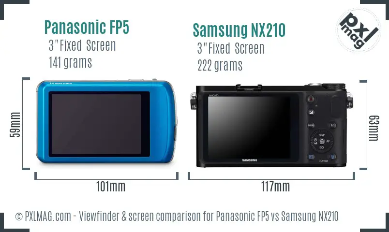 Panasonic FP5 vs Samsung NX210 Screen and Viewfinder comparison