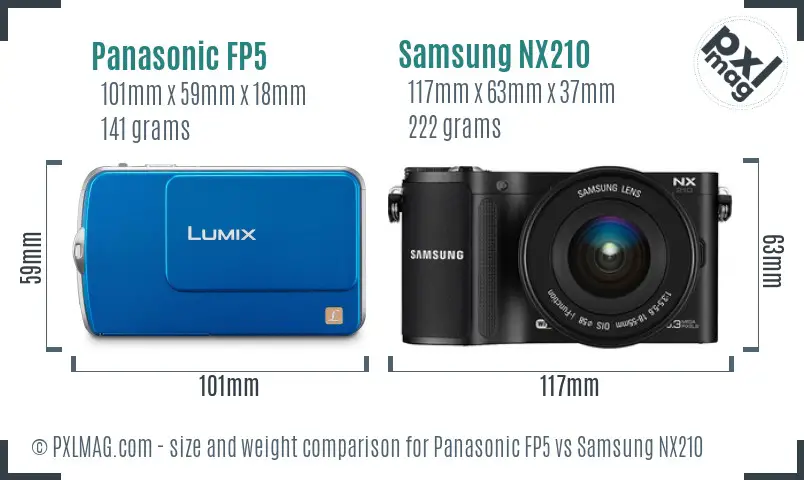 Panasonic FP5 vs Samsung NX210 size comparison