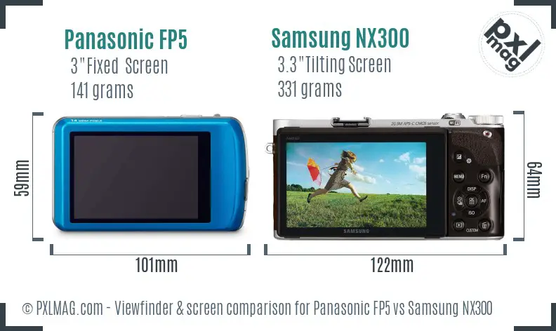 Panasonic FP5 vs Samsung NX300 Screen and Viewfinder comparison Panasonic FP5 vs Samsung NX300 Screen and Viewfinder comparison