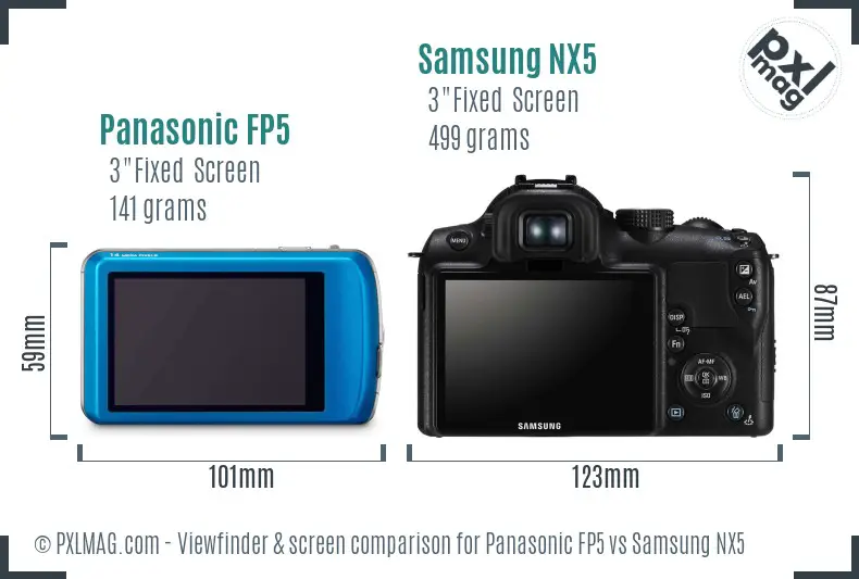 Panasonic FP5 vs Samsung NX5 Screen and Viewfinder comparison