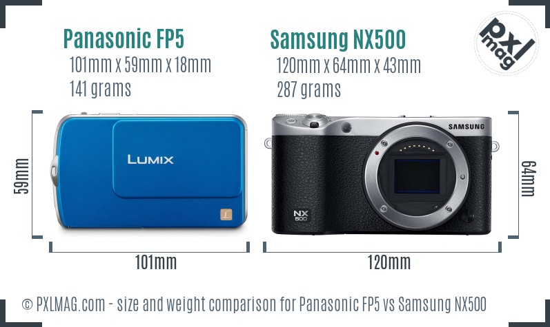 Panasonic FP5 vs Samsung NX500 size comparison