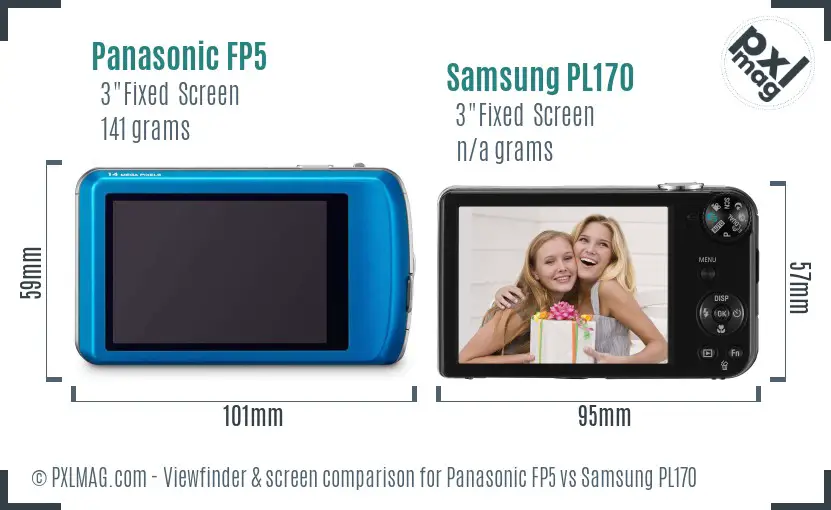 Panasonic FP5 vs Samsung PL170 Screen and Viewfinder comparison