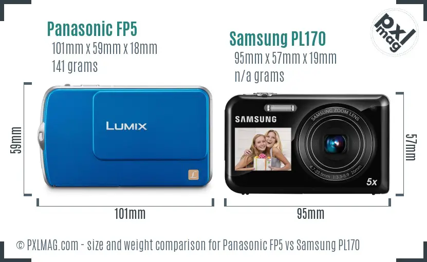 Panasonic FP5 vs Samsung PL170 size comparison
