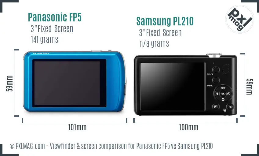 Panasonic FP5 vs Samsung PL210 Screen and Viewfinder comparison