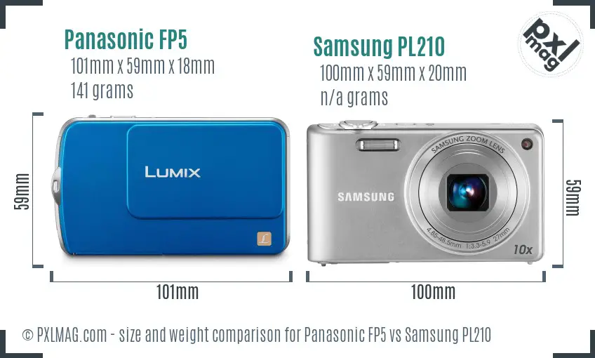 Panasonic FP5 vs Samsung PL210 size comparison