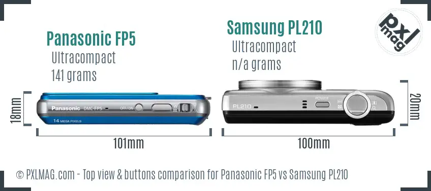 Panasonic FP5 vs Samsung PL210 top view buttons comparison