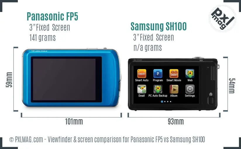 Panasonic FP5 vs Samsung SH100 Screen and Viewfinder comparison