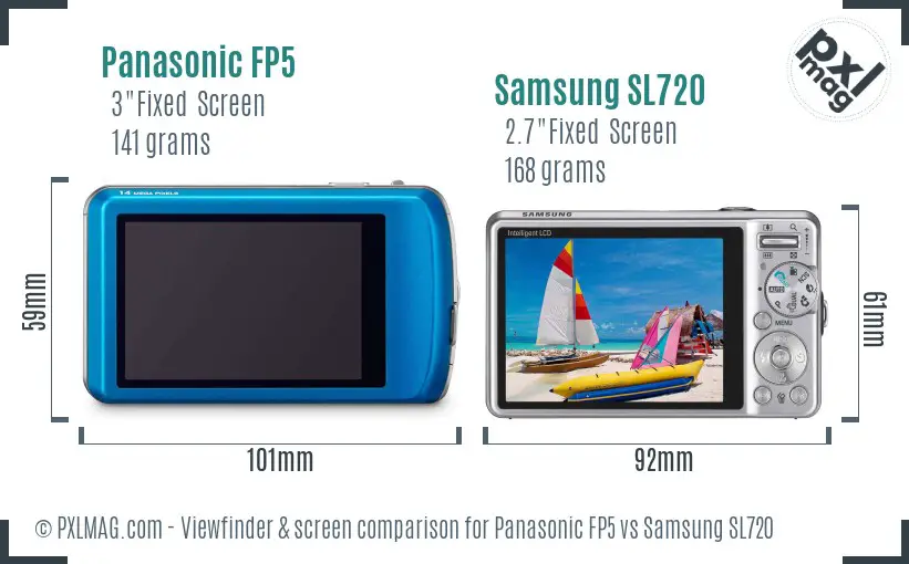 Panasonic FP5 vs Samsung SL720 Screen and Viewfinder comparison