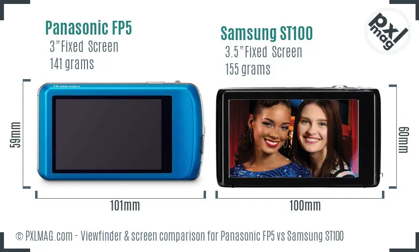Panasonic FP5 vs Samsung ST100 Screen and Viewfinder comparison