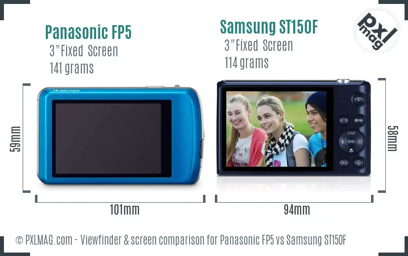 Panasonic FP5 vs Samsung ST150F Screen and Viewfinder comparison