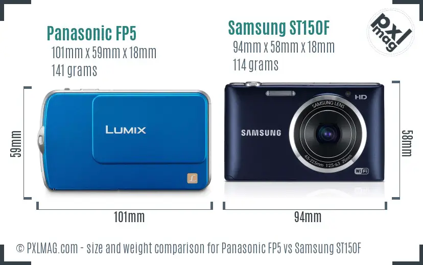 Panasonic FP5 vs Samsung ST150F size comparison