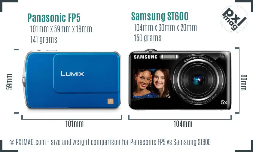 Panasonic FP5 vs Samsung ST600 size comparison